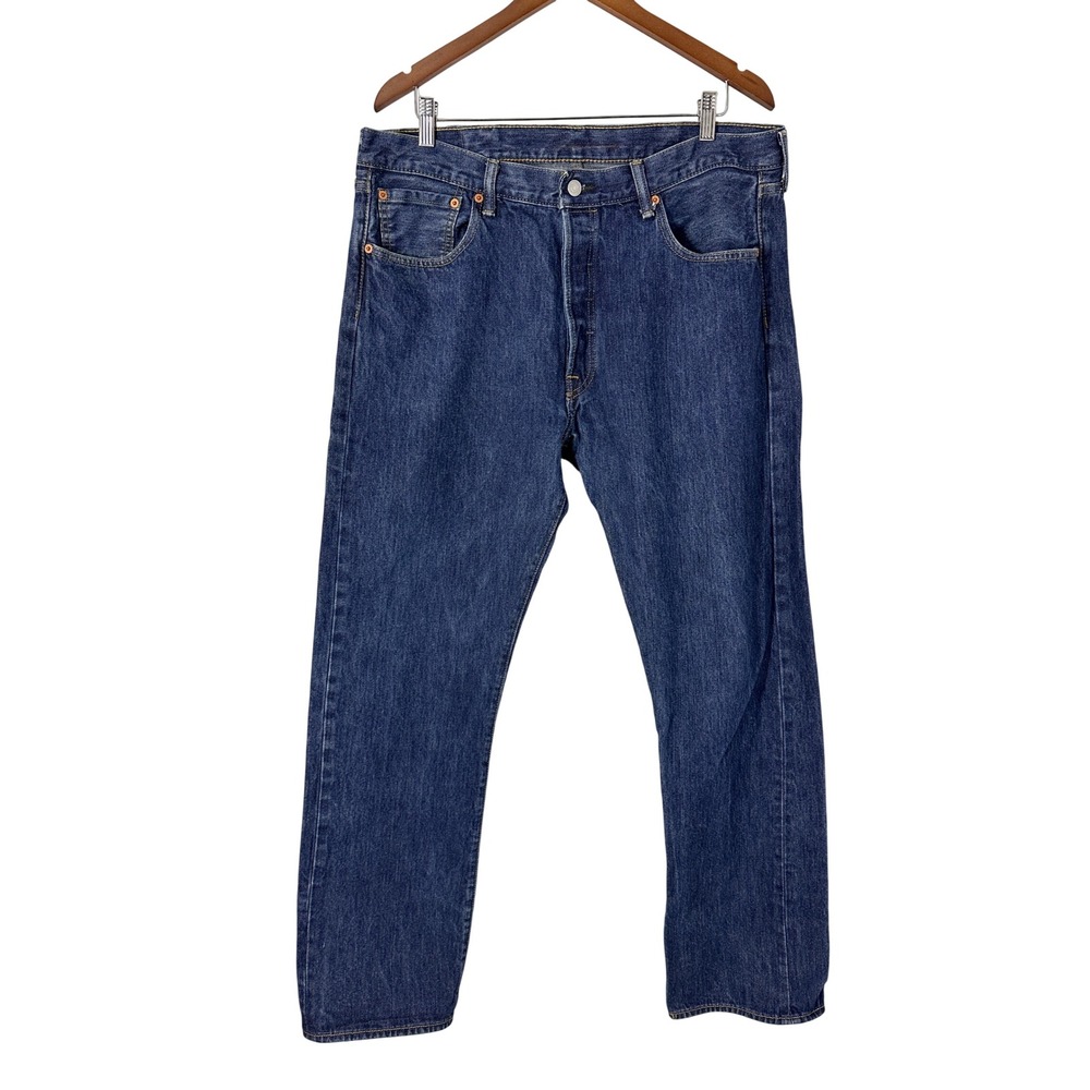 Levi's 501 Cotton Dark Wash 501 Straight Leg Denim Jeans Men's Size 38x34